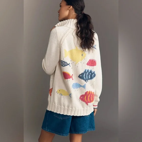 Anthropologie Pilcro Fish Icon Zip-Up Sweater - Picture 3 of 8
